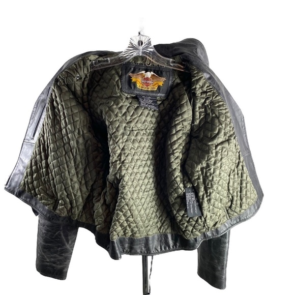 Harley Davidson Distressed Leather Moto Jacket SZ M - Picture 8 of 9